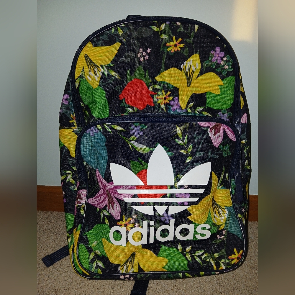 Adidas Classic Logo Backpack - Navy Floral